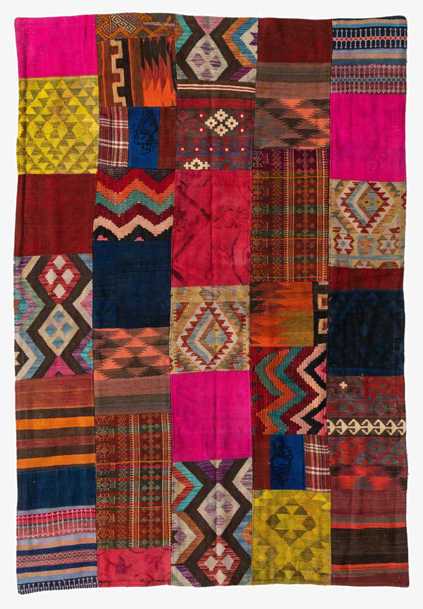  5' 5 x 7' 10  Hand Woven Kilim Patchwork Wool Rug