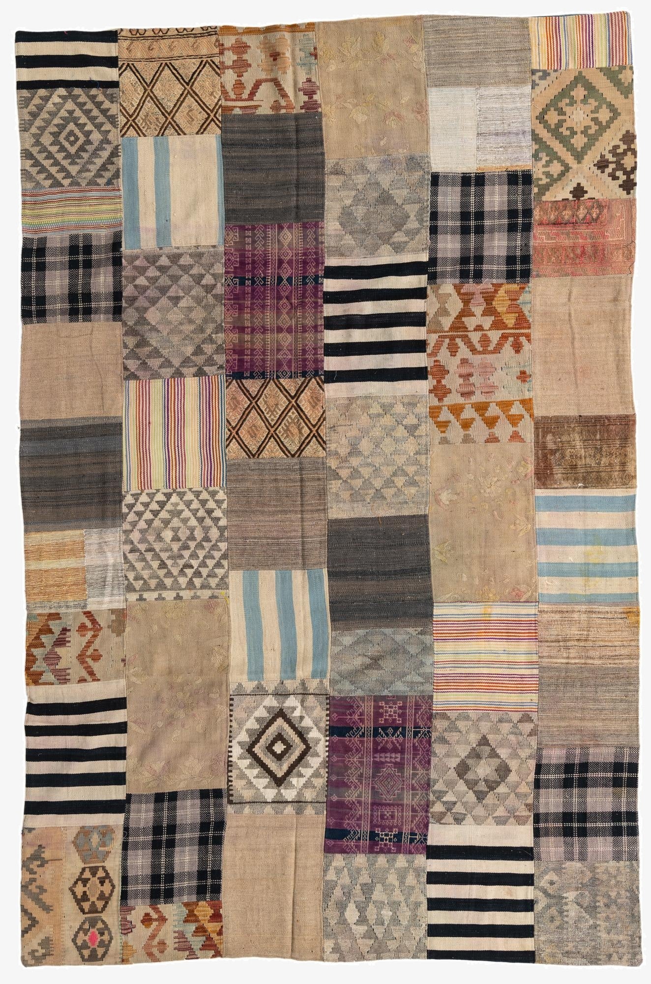  6' 7 x 10' 1  Hand Woven Kilim Patchwork Wool Rug