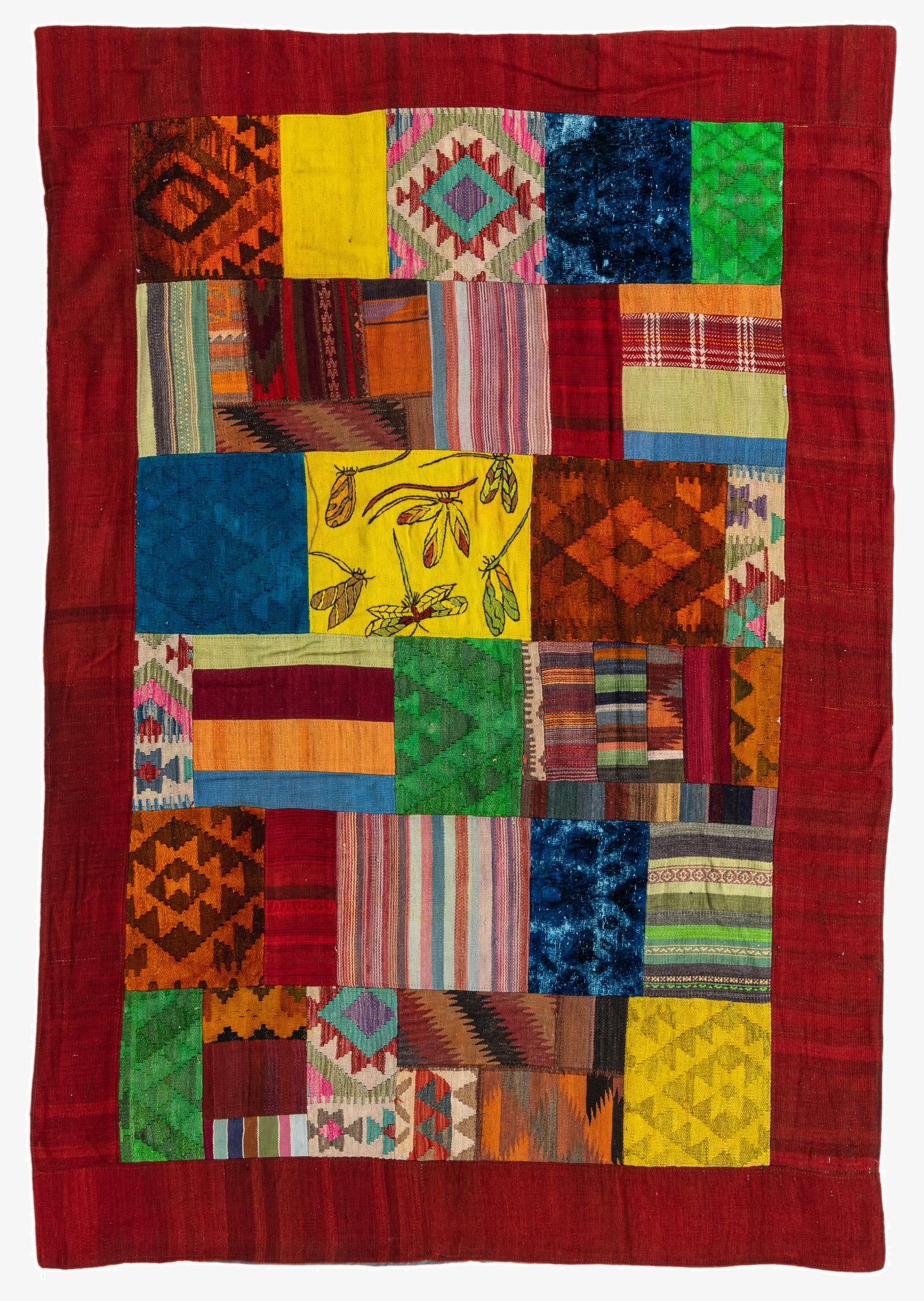  5' 7 x 8' 1  Hand Woven Kilim Patchwork Wool Rug