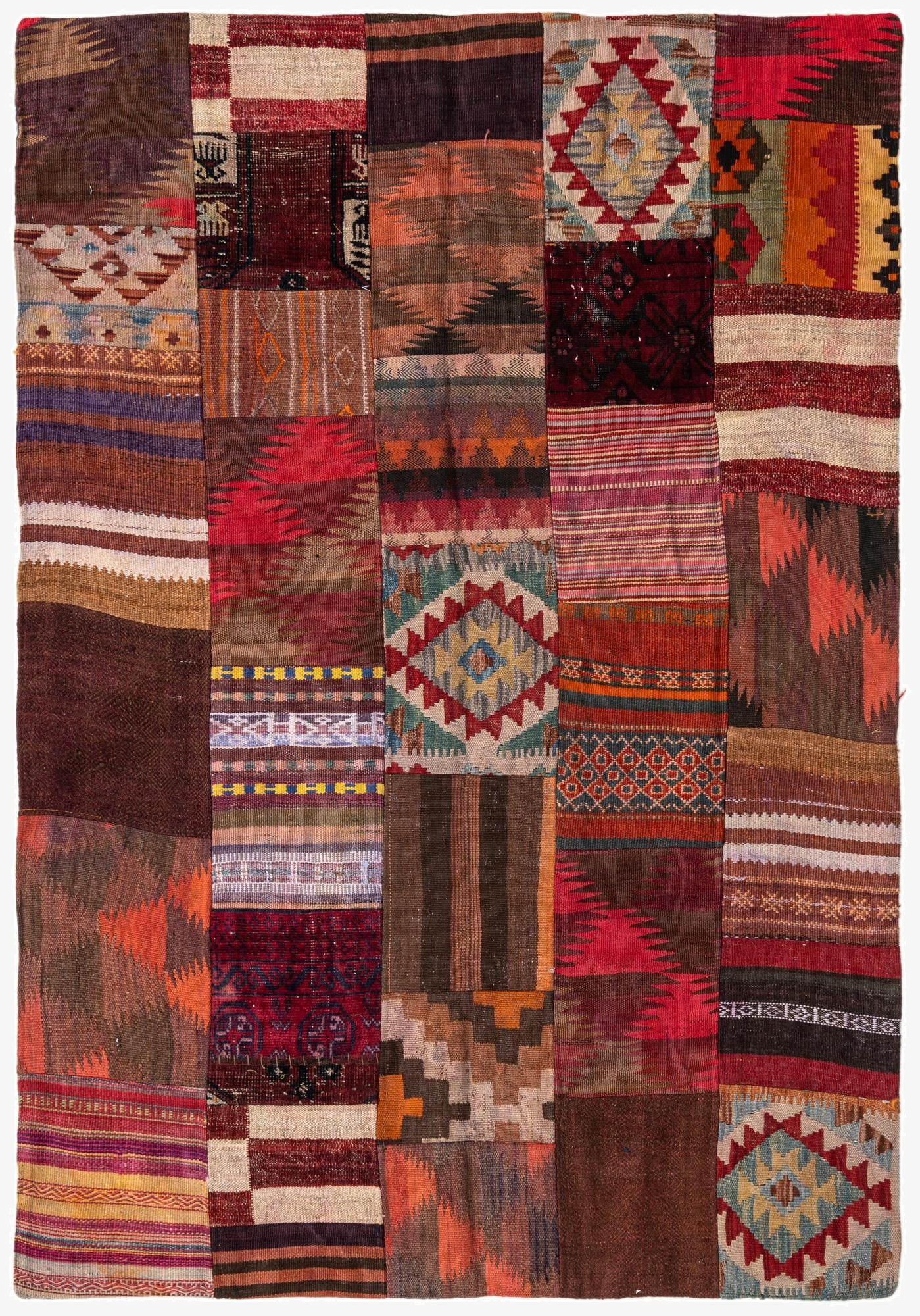  4' x 6'  Hand Woven Kilim Patchwork Wool Rug
