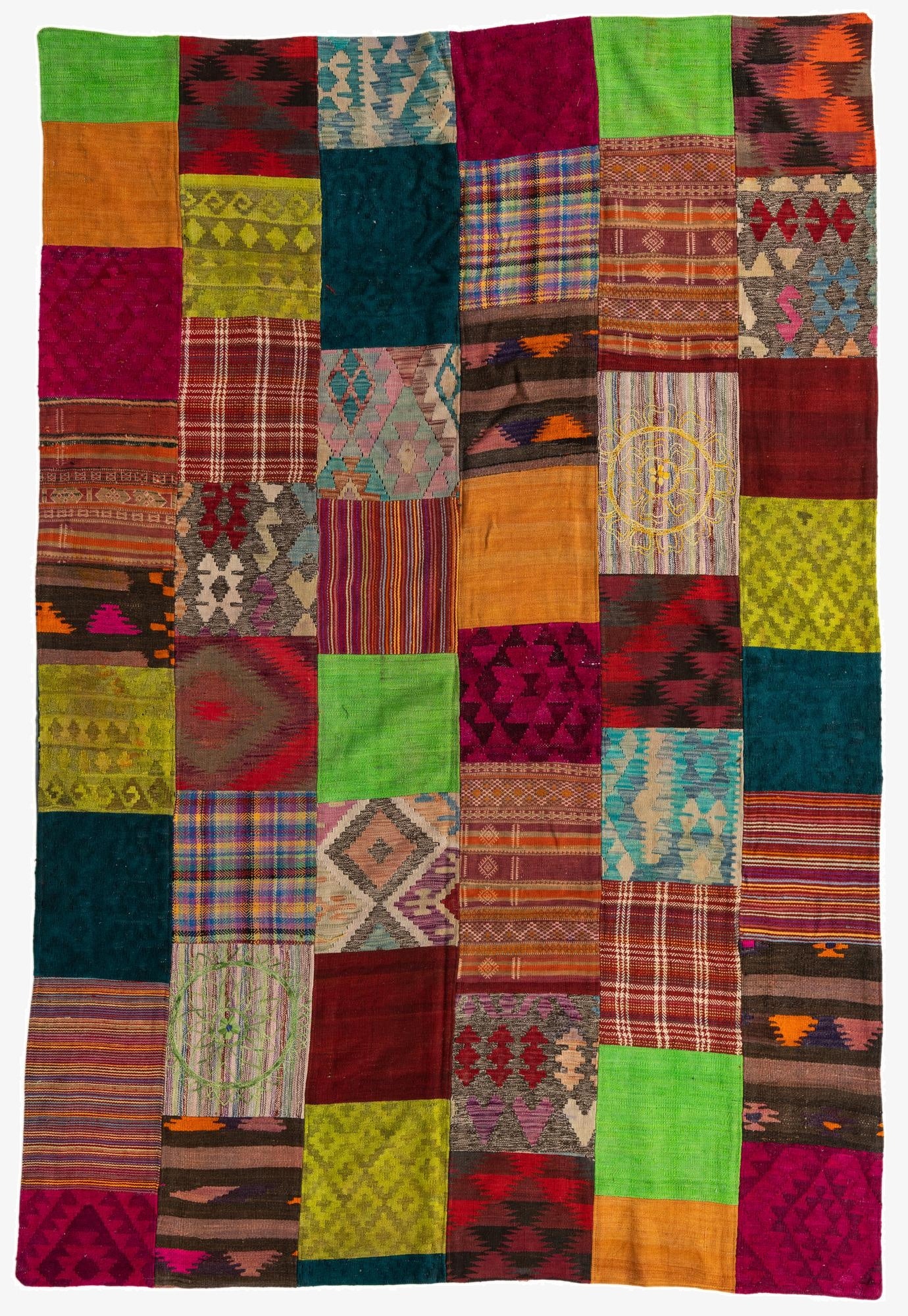  6' 7 x 9' 8  Hand Woven Kilim Patchwork Wool Rug