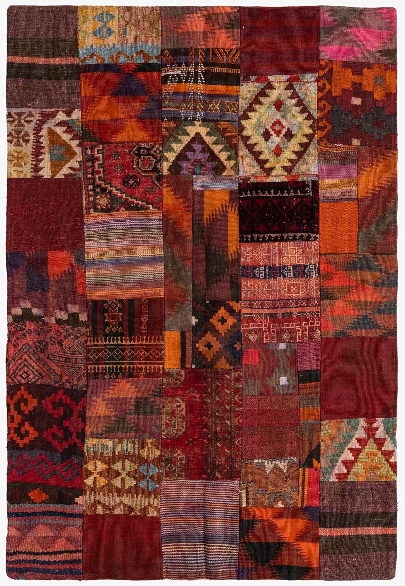  4' x 6'  Hand Woven Kilim Patchwork Wool Rug