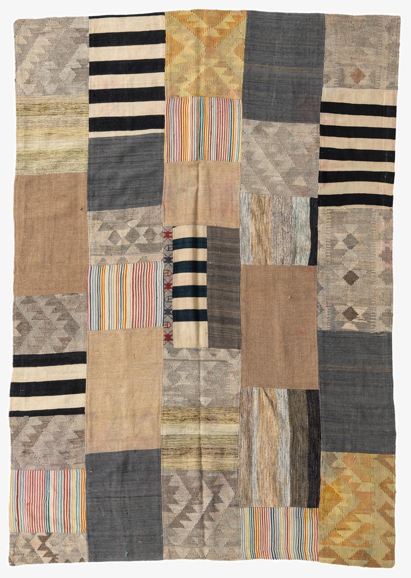  5' 5 x 7' 10  Hand Woven Kilim Patchwork Wool Rug