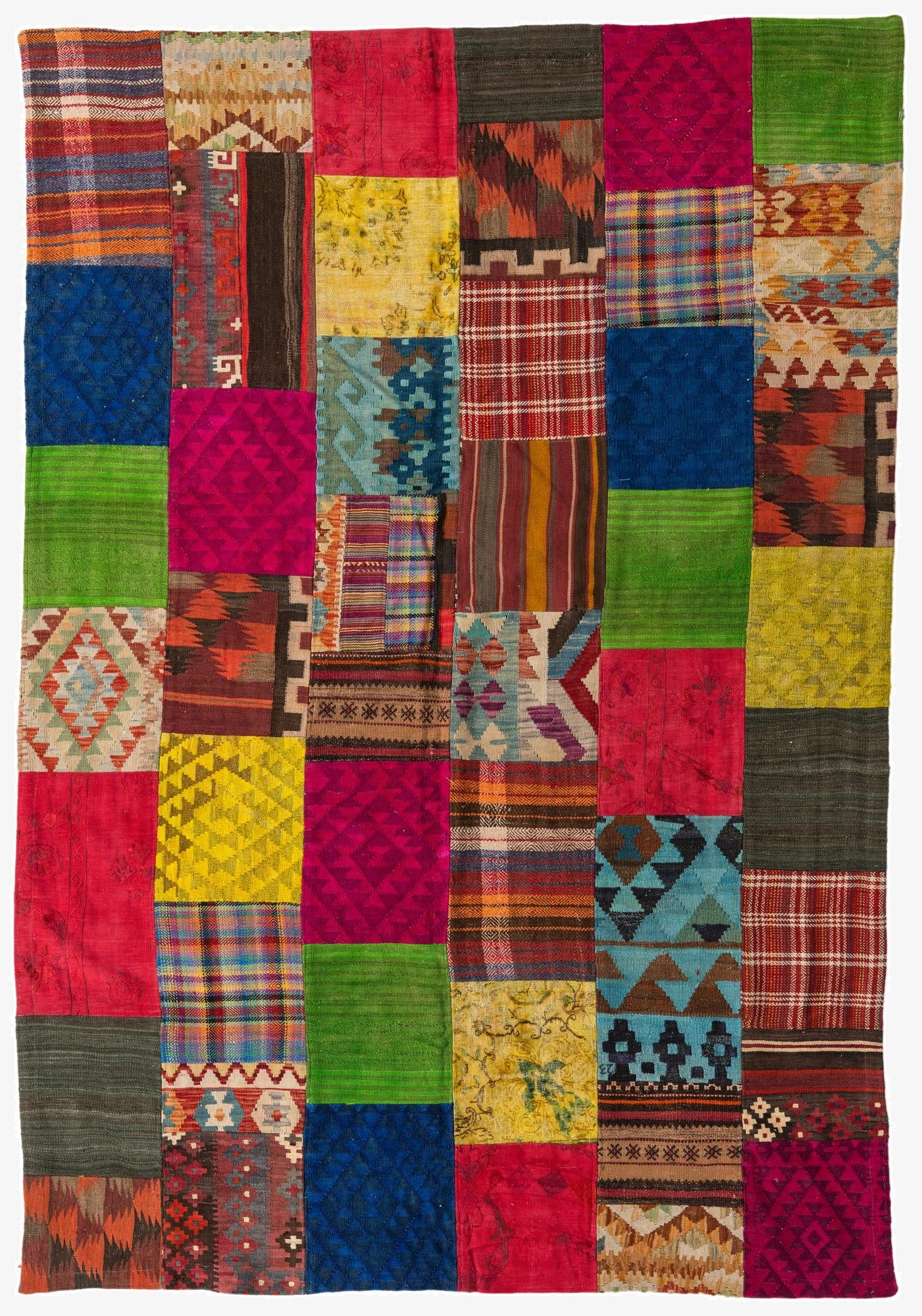  6' 7 x 9' 7  Hand Woven Kilim Patchwork Wool Rug