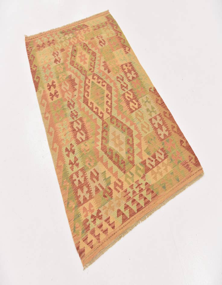 Detail image of  3' 2 x 5' 2  Hand Woven Kilim Waziri Wool Rug