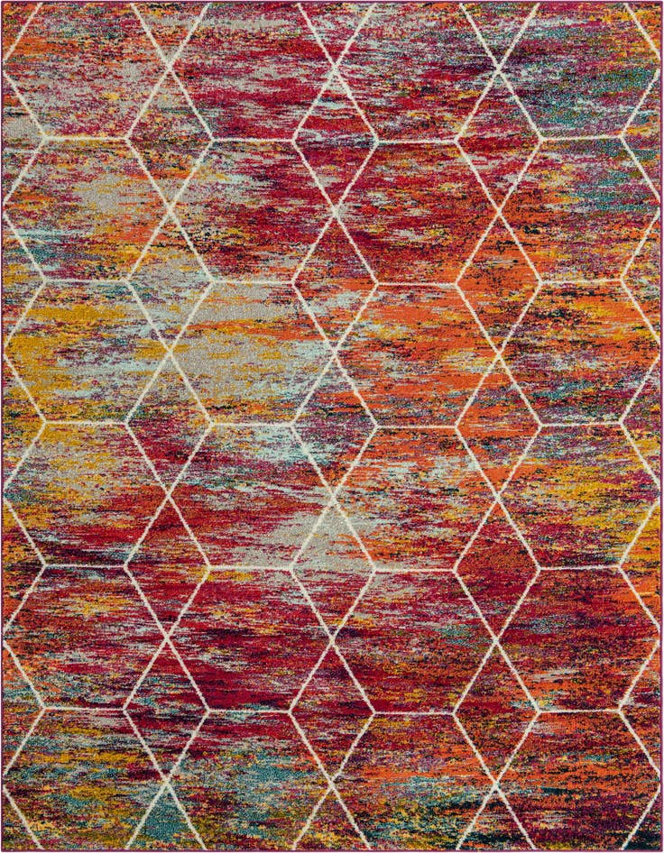 Detail image of  7' 10 x 11' Lattice Frieze Rug