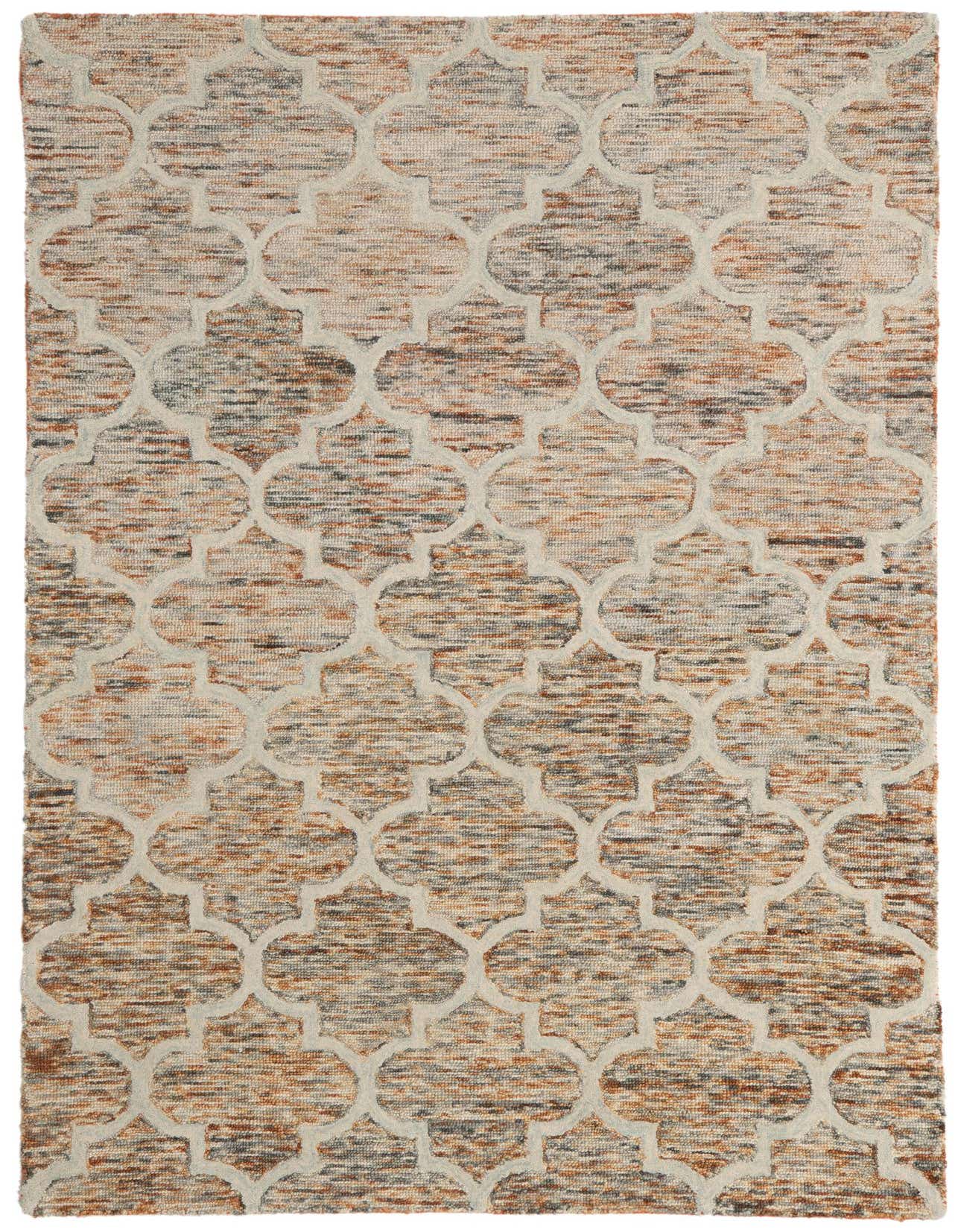 A 5x8 rectangular Luna rug with a multi-colored modern abstract pattern in wool and cotton.