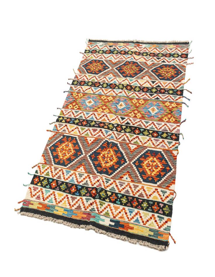 Detail image of  4' x 5' 9  Hand Knotted Marok Kilim Rug