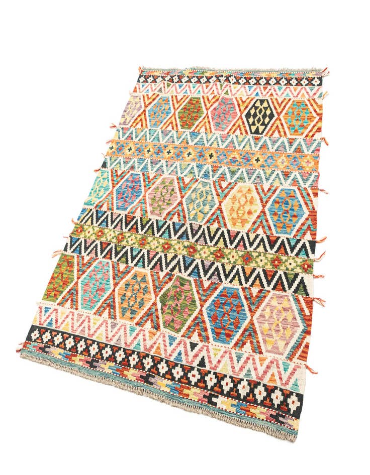 Detail image of  5' 2 x 6' 5  Hand Knotted Marok Kilim Rug