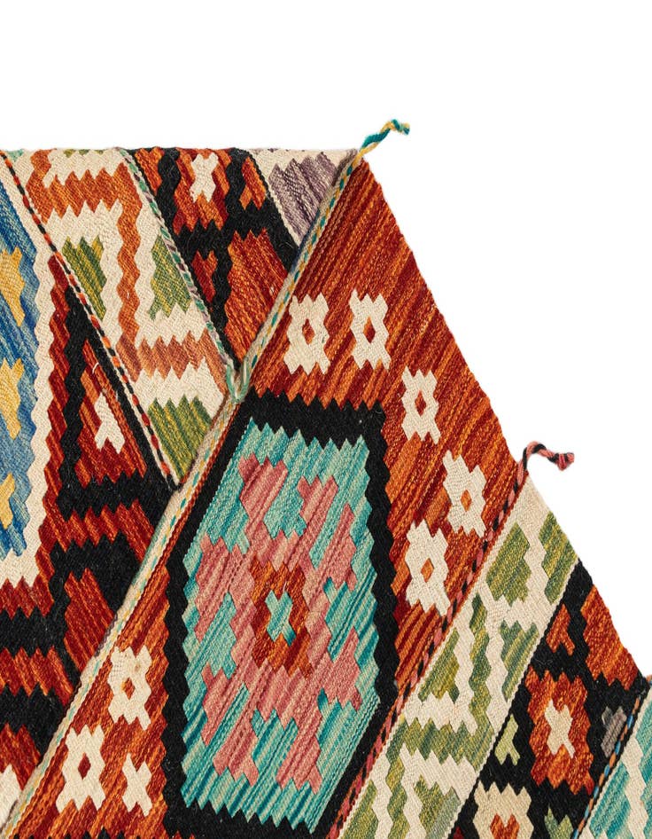 Detail image of  3' x 9' 9  Hand Knotted Marok Kilim Rug