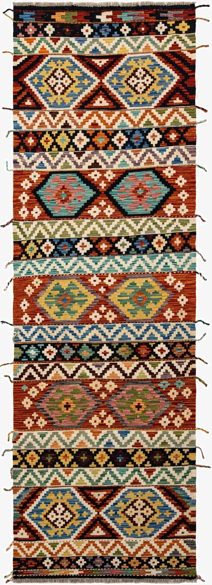  3' x 9' 9  Hand Knotted Marok Kilim Rug