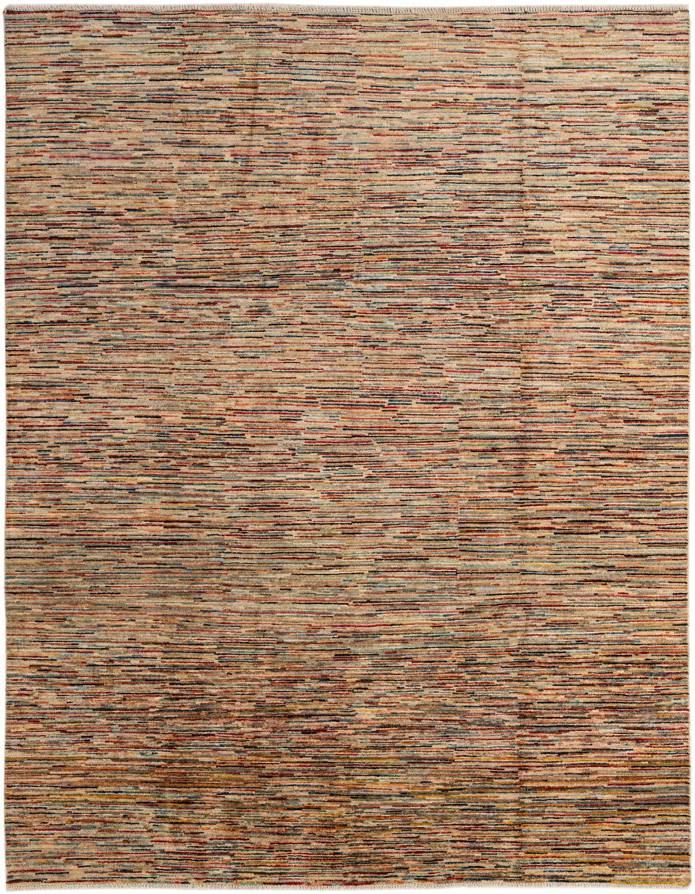A 6x9 rectangular Modern Ziegler rug featuring a multi-colored stripe pattern with thin pile, ideal for a living room.