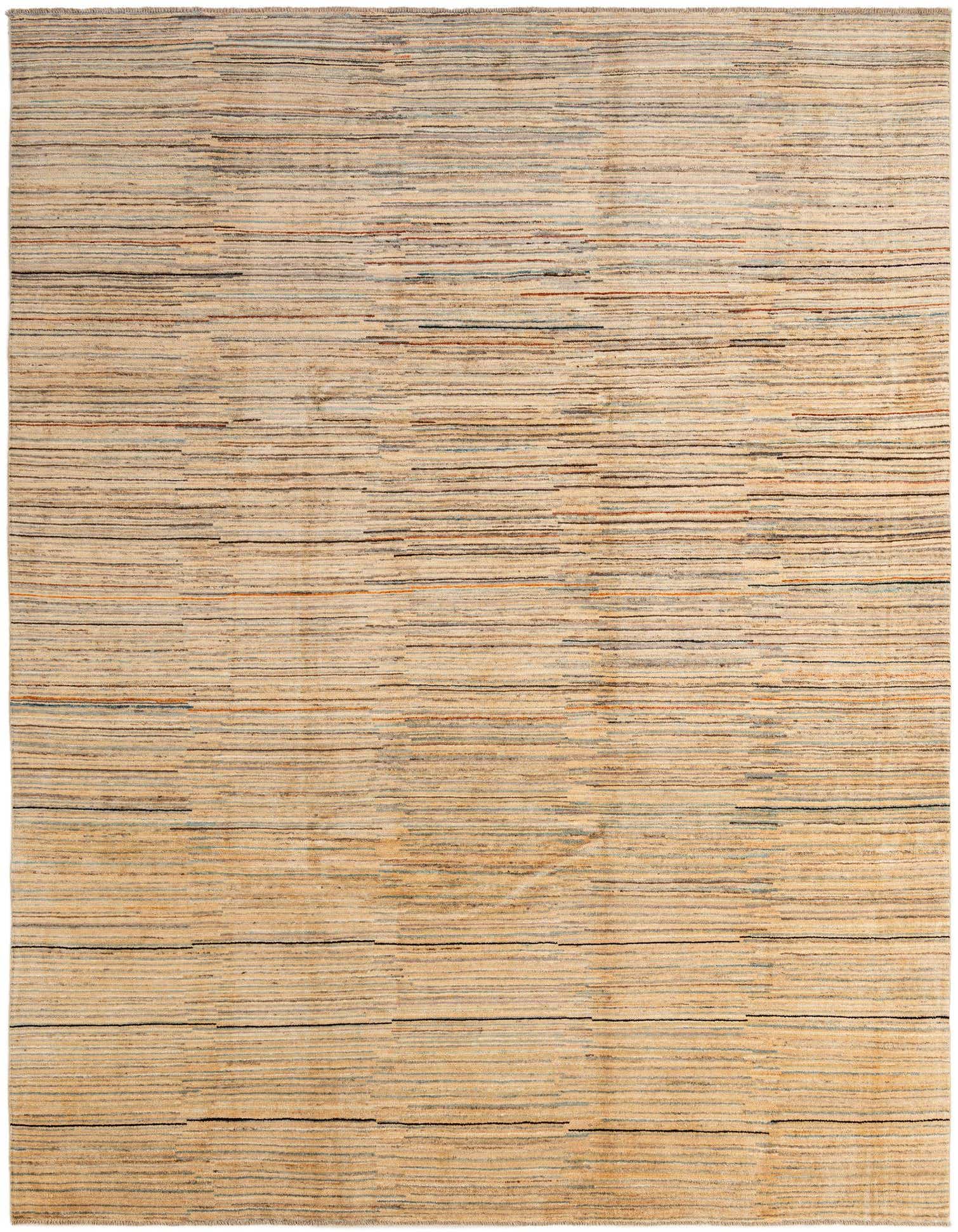 8x11 rectangular Modern Ziegler rug with a multi-colored stripe pattern on a light background, suitable for a living room.
