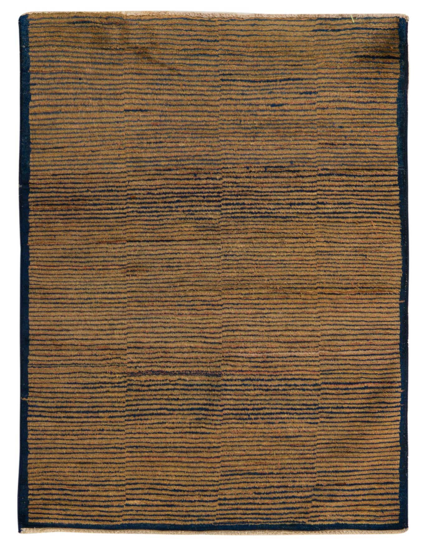 A 3x5 rectangular, multi-colored Modern Ziegler rug with thin pile and horizontal stripes, ideal for an entryway or kitchen.