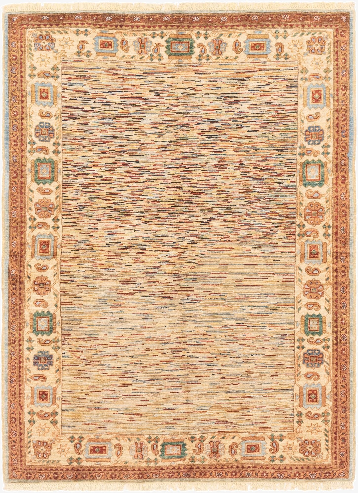  4' 10 x 6' 7  Hand Knotted Modern Ziegler Rug