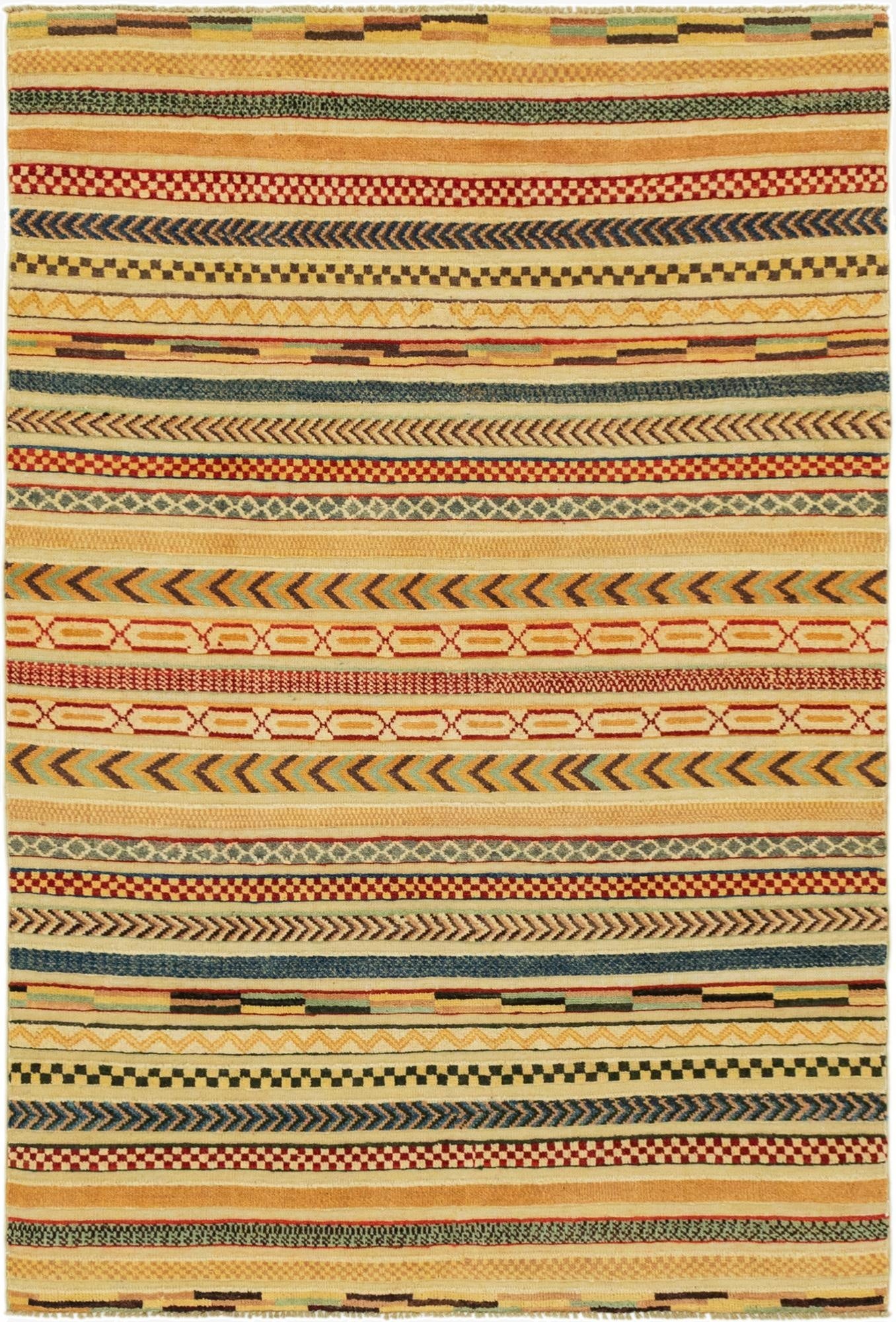  3' 9 x 5' 10  Hand Knotted Modern Ziegler Rug