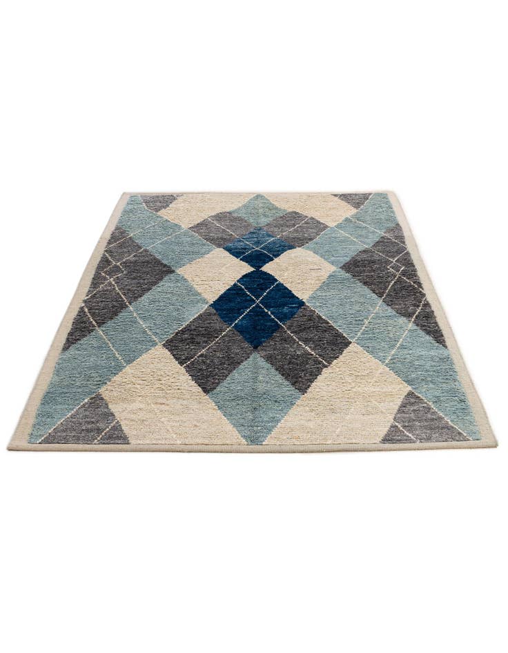 Detail image of  5' 4 x 7' 11  Hand Knotted Moroccan Wool Rug