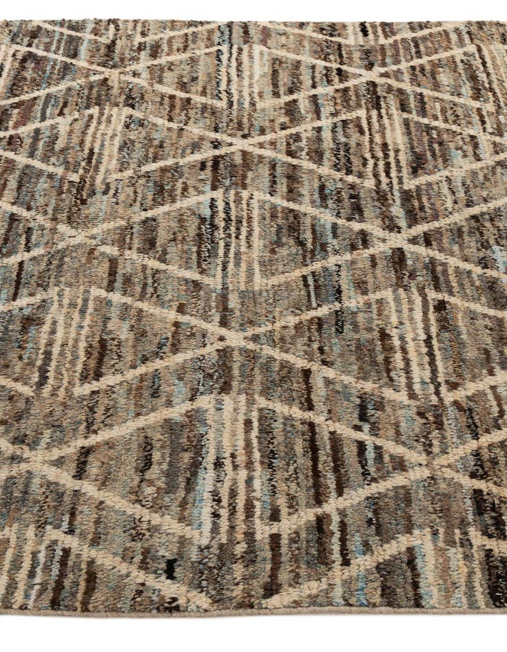 Detail image of  5' 8 x 7' 9  Hand Knotted Moroccan Wool Rug