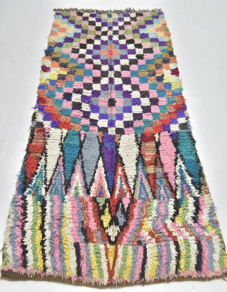 Detail image of  4' 8 x 7'  Hand Knotted Moroccan Wool Rug