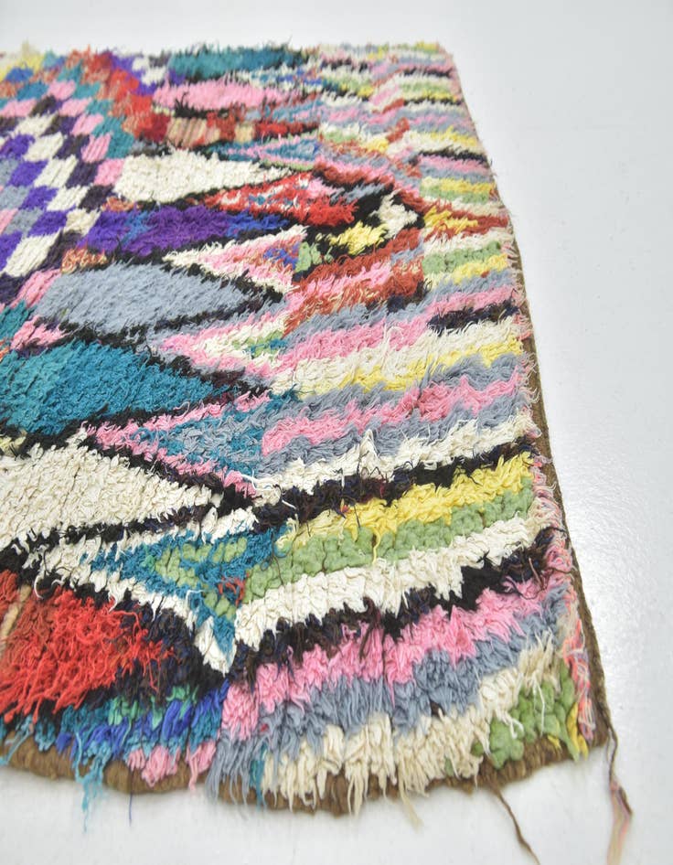 Detail image of  4' 8 x 7'  Hand Knotted Moroccan Wool Rug