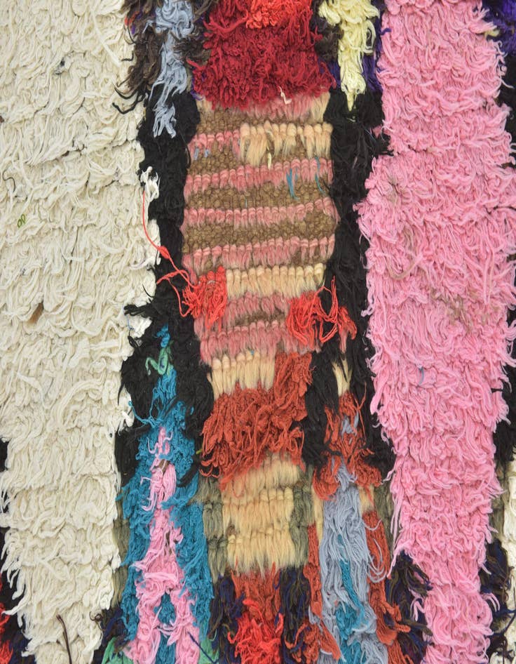 Detail image of  4' 8 x 7'  Hand Knotted Moroccan Wool Rug