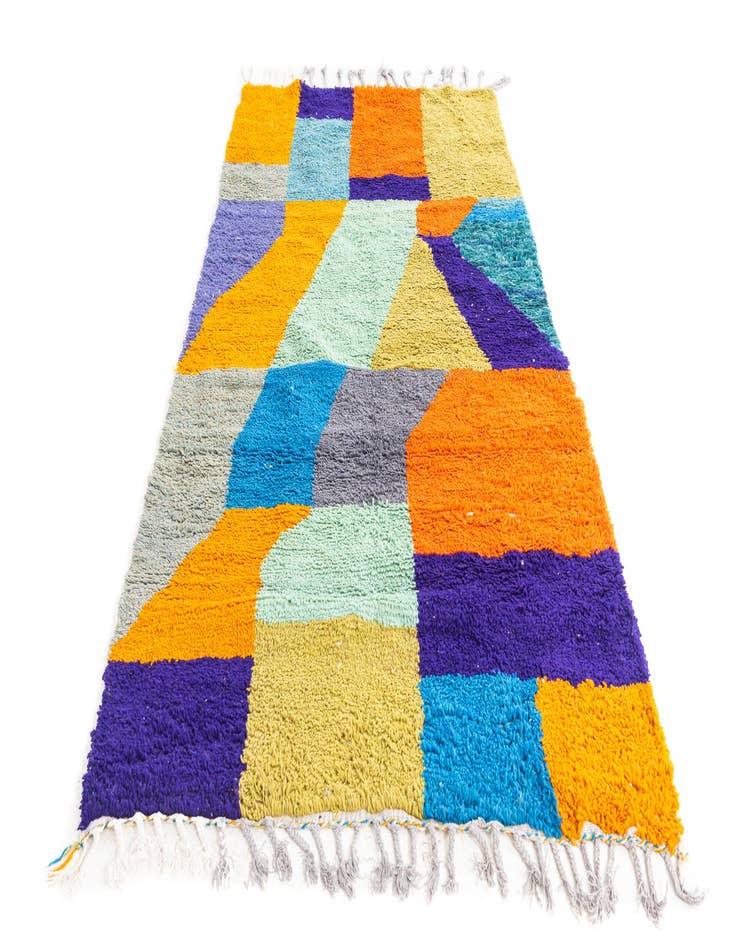 Detail image of  4' 8 x 8'  Hand Knotted Moroccan Wool Rug