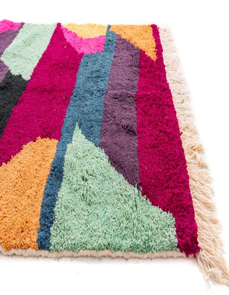 Detail image of  4' 9 x 8'  Hand Knotted Moroccan Wool Rug