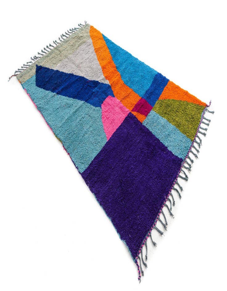 Detail image of  4' 10 x 8'  Hand Knotted Moroccan Wool Rug