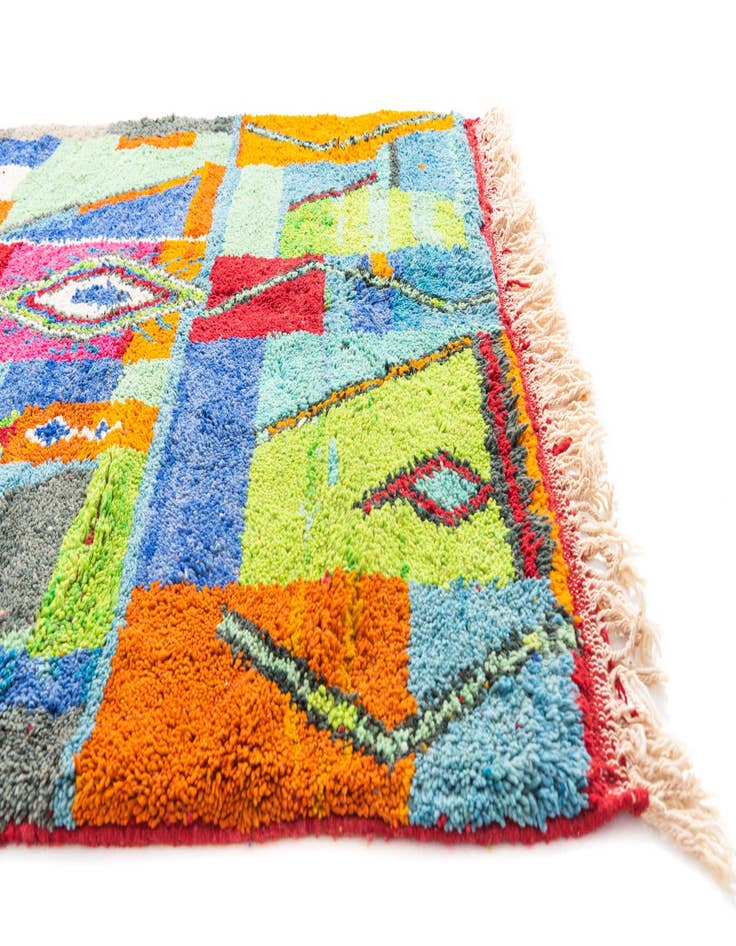 Detail image of  5' 2 x 8' 2  Hand Knotted Moroccan Wool Rug