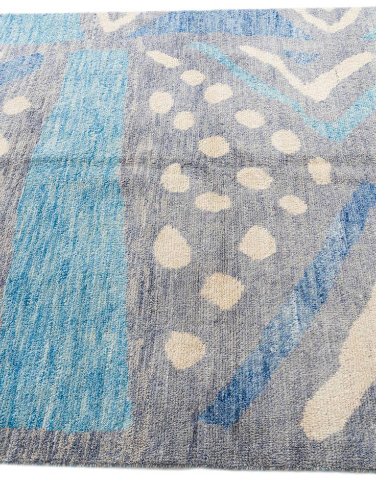 Detail image of  5' 6 x 8'  Hand Knotted Moroccan Wool Rug