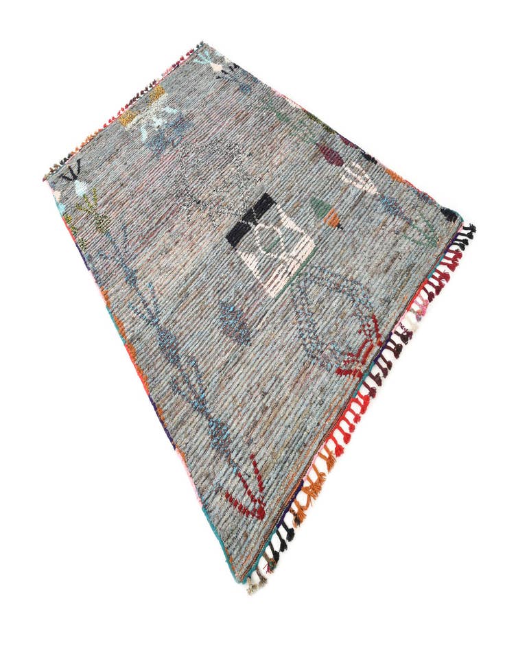 Detail image of  5' x 8'  Hand Knotted Moroccan Wool Rug