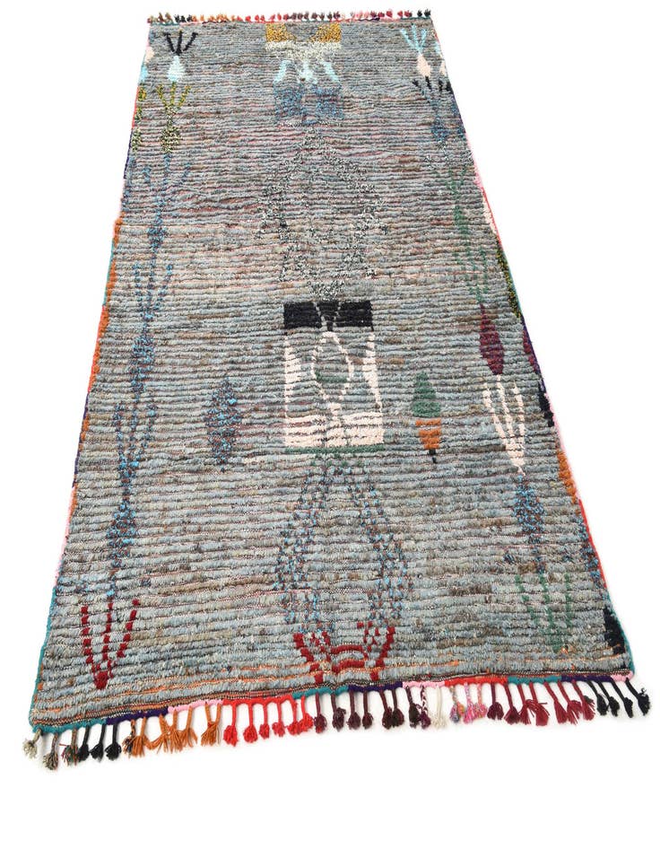 Detail image of  5' x 8'  Hand Knotted Moroccan Wool Rug