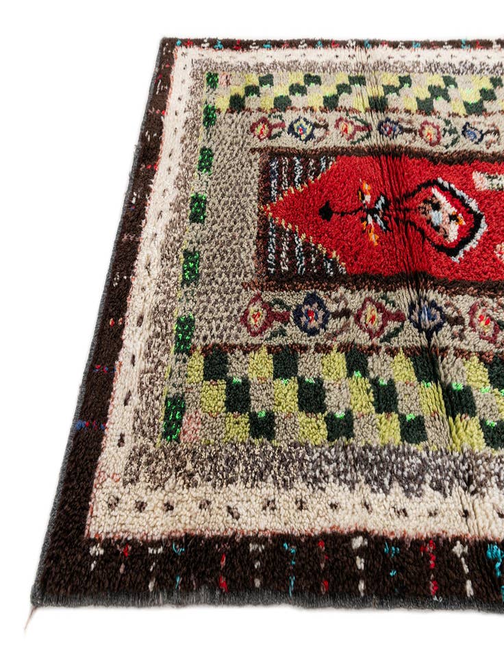 Detail image of  3' 8 x 7'  Hand Knotted Moroccan Wool Rug