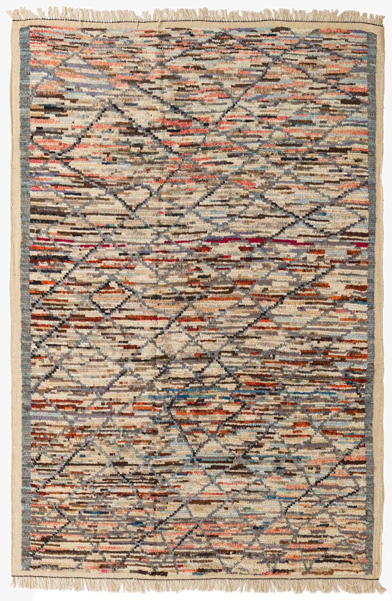  6' 1 x 9' 2  Hand Knotted Moroccan Wool Rug