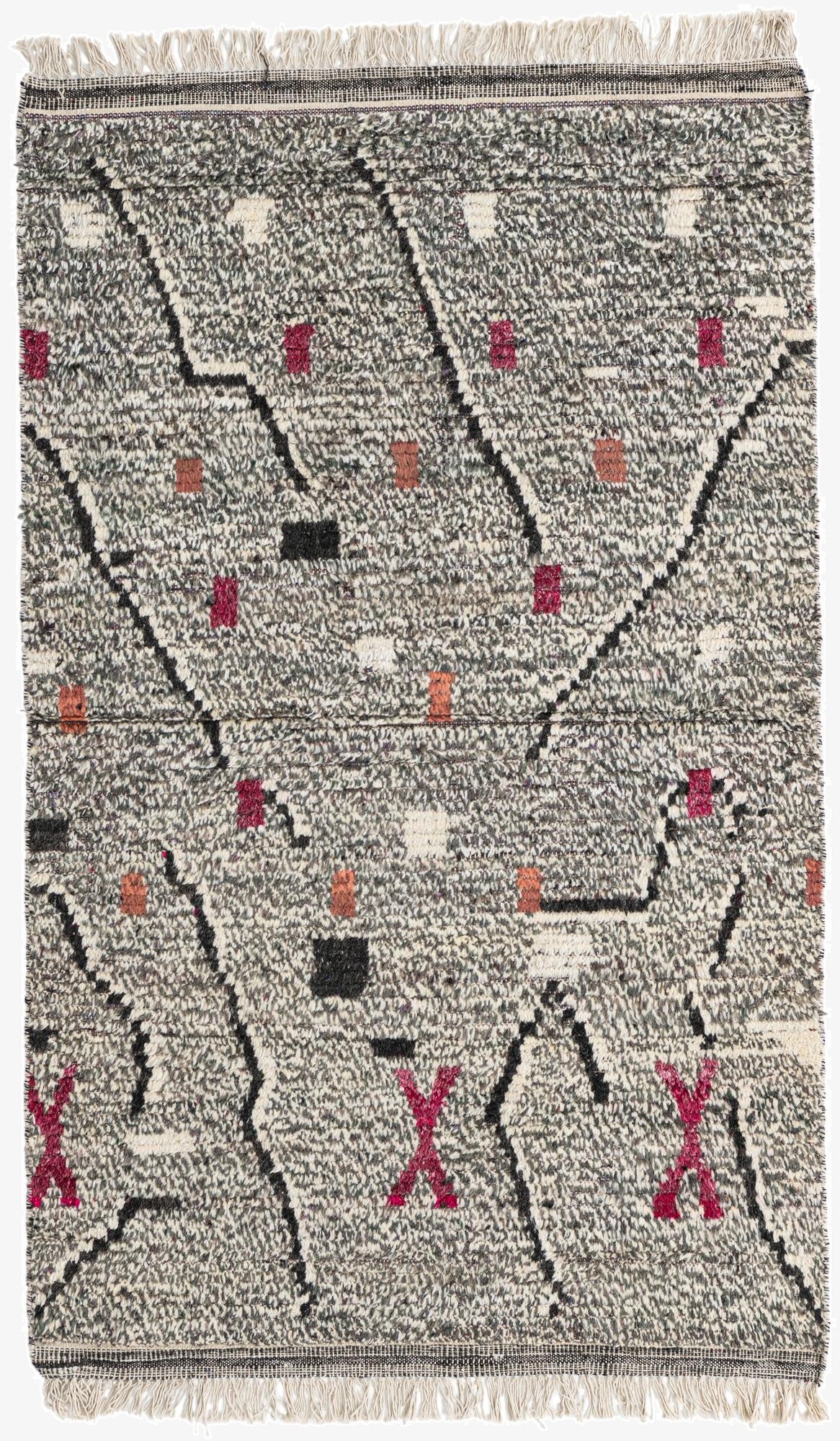  4' 2 x 6' 9  Hand Knotted Moroccan Wool Rug