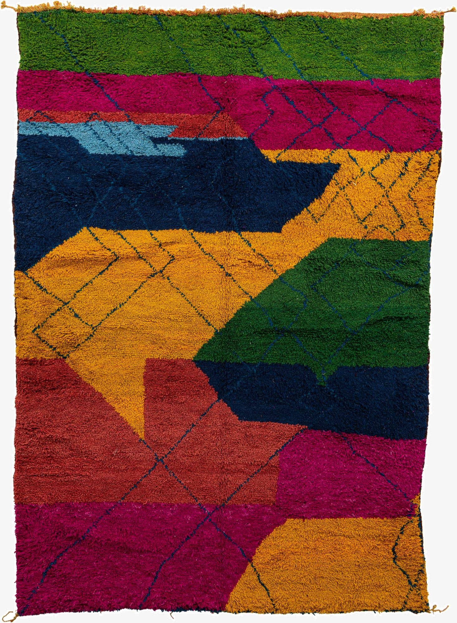  6' 8 x 9' 8  Hand Knotted Moroccan Wool Rug