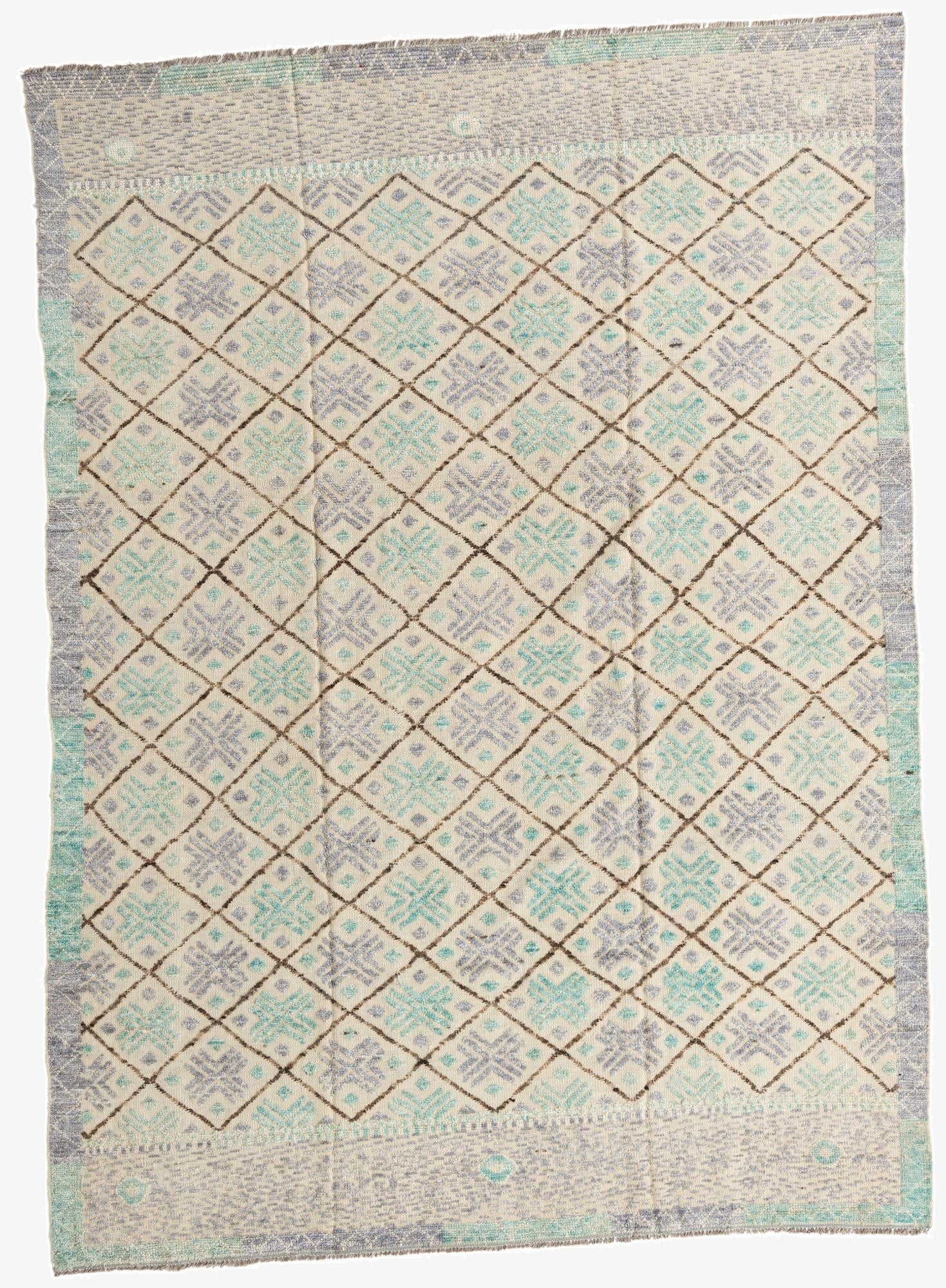  7' 5 x 10' 2  Hand Knotted Moroccan Wool Rug