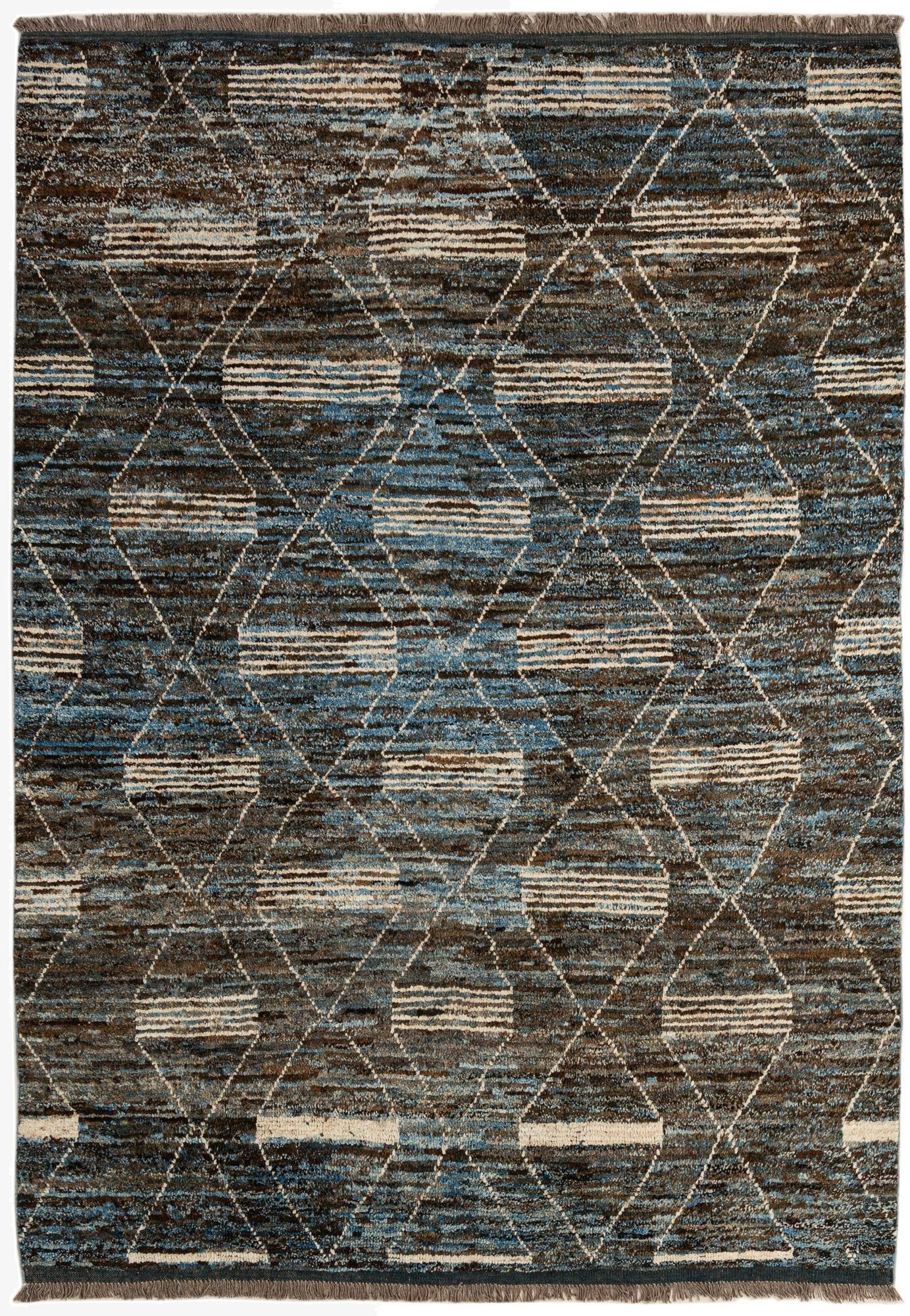 6' 7 x 9' 4  Hand Knotted Moroccan Wool Rug