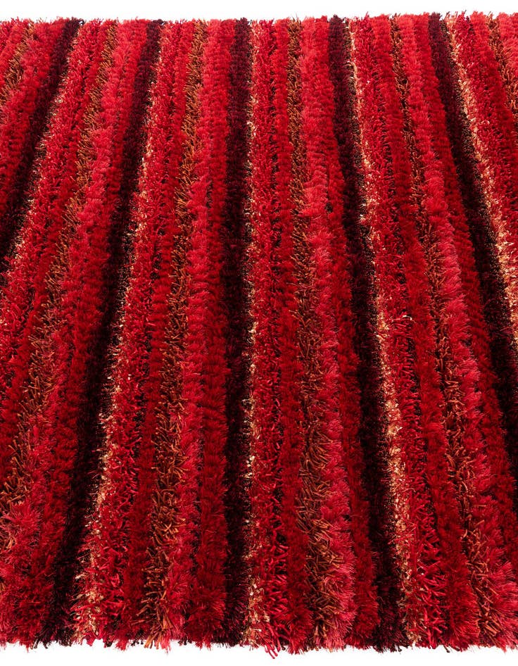 Detail image of  5' 8 x 8'  Hand Knotted Multi-Tone Shag Rug