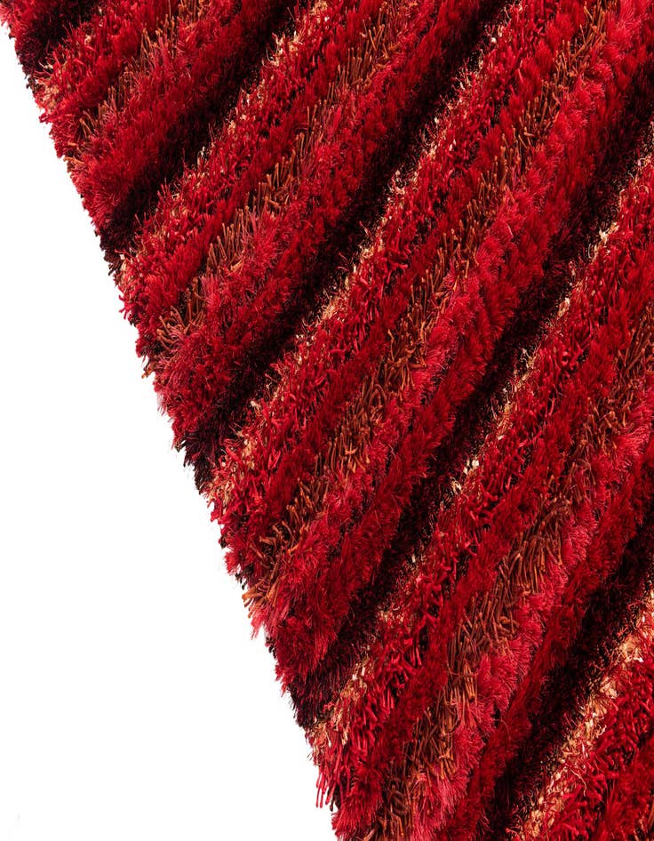 Detail image of  5' 8 x 8'  Hand Knotted Multi-Tone Shag Rug