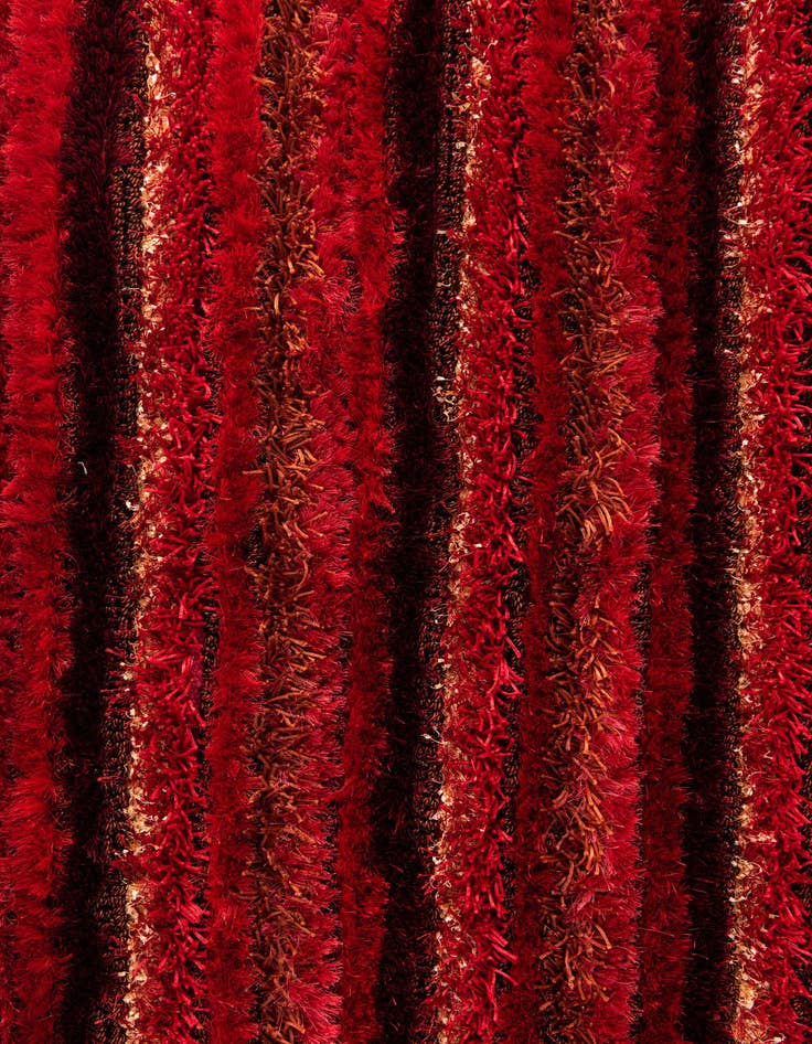 Detail image of  5' 8 x 8'  Hand Knotted Multi-Tone Shag Rug