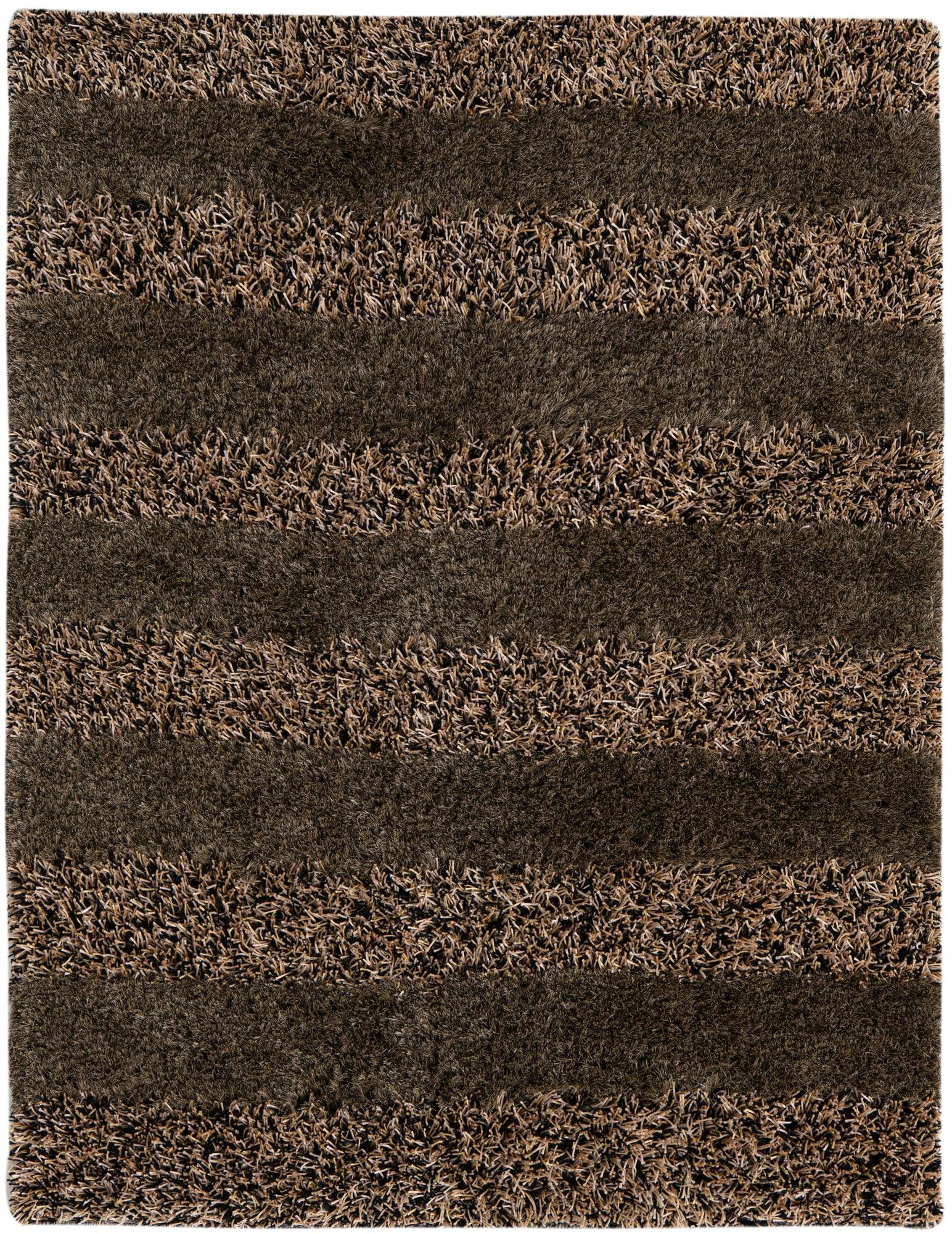  5' 1 x 6' 7  Hand Knotted Multi-Tone Shag Rug