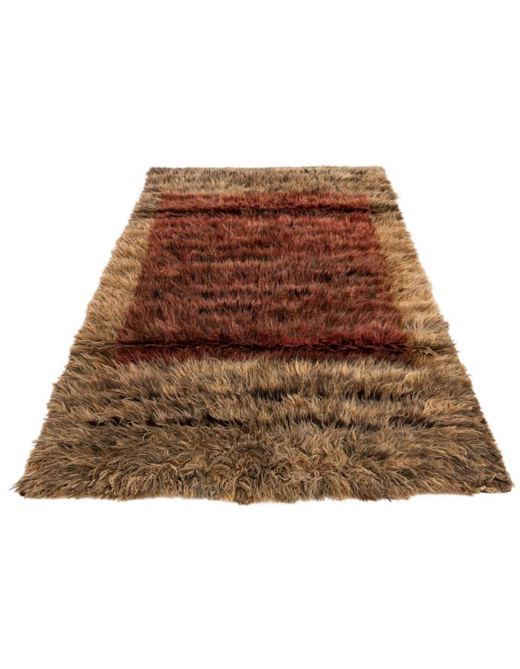 Detail image of  3' 11 x 6' 3  Hand Knotted Multi-Tone Shag Wool Rug