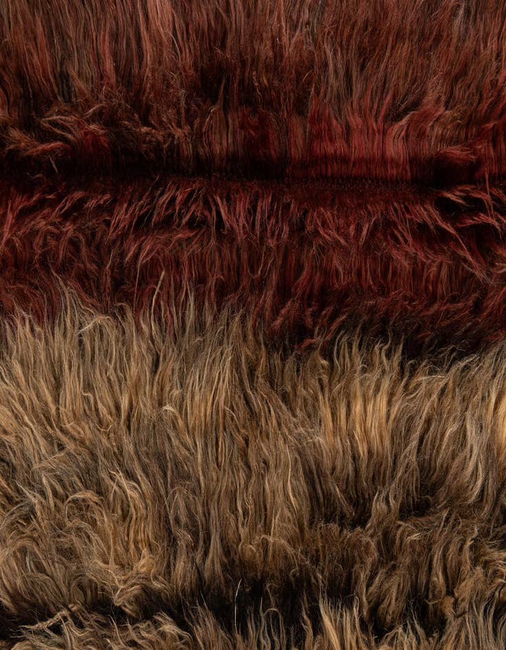 Detail image of  3' 11 x 6' 3  Hand Knotted Multi-Tone Shag Wool Rug