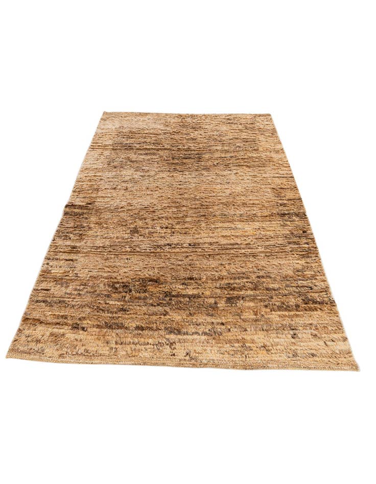 Detail image of  4' 1 x 6' 4  Hand Knotted Multi-Tone Shag Wool Rug