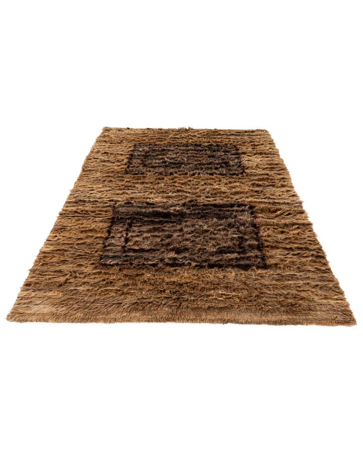 Detail image of  5' 3 x 7' 1  Hand Knotted Multi-Tone Shag Wool Rug