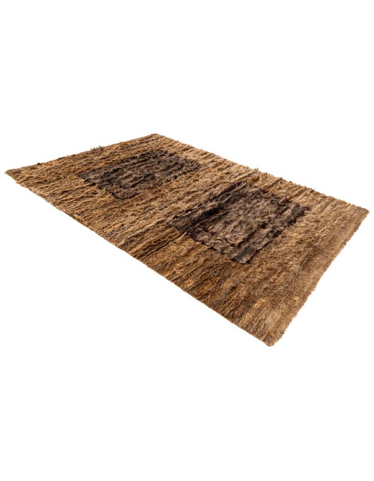 Detail image of  5' 3 x 7' 1  Hand Knotted Multi-Tone Shag Wool Rug