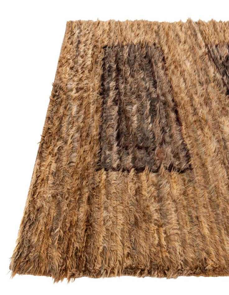Detail image of  5' 3 x 7' 1  Hand Knotted Multi-Tone Shag Wool Rug