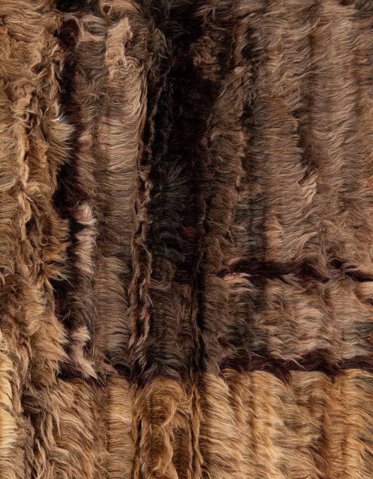 Detail image of  5' 3 x 7' 1  Hand Knotted Multi-Tone Shag Wool Rug