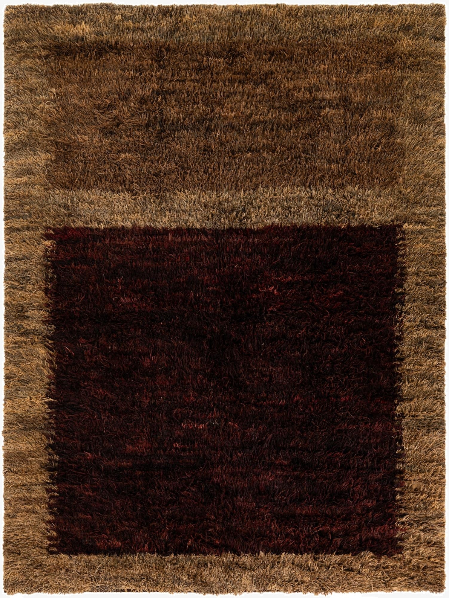  6' 8 x 8' 9  Hand Knotted Multi-Tone Shag Wool Rug